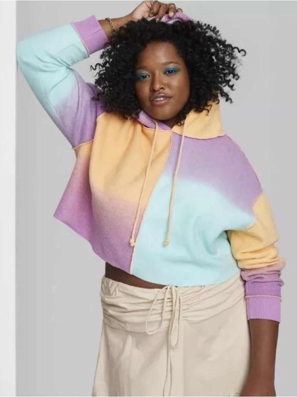 Wild fable super soft crop sweatshirt colorful gradient hoodie small